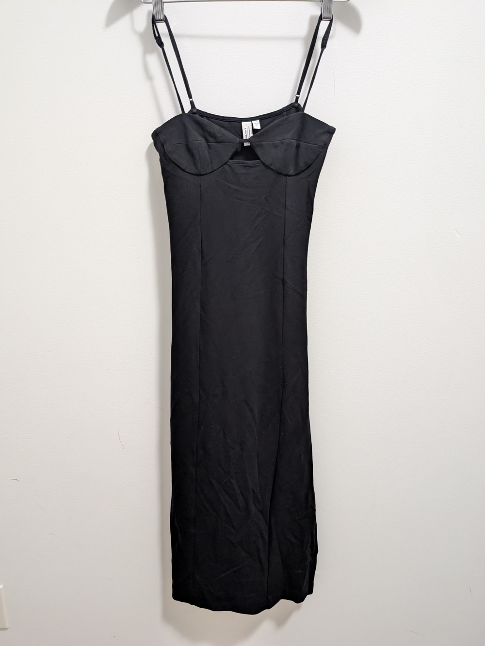 & Other Stories Black Midi Slip Dress with Adjustable Straps